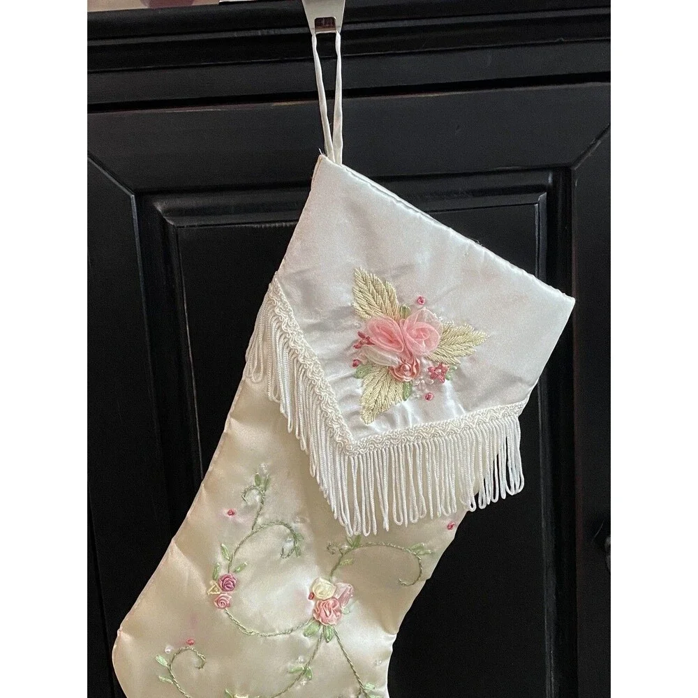Christmas Stocking Victorian Style Embellished Large 18” Unbranded